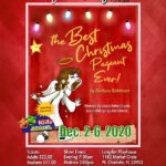 red poster advertising the show - best christmas pageant ever